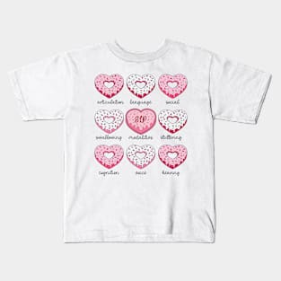 SLP Valentine Conversation Hearts Donuts Speech Therapist Kids T-Shirt